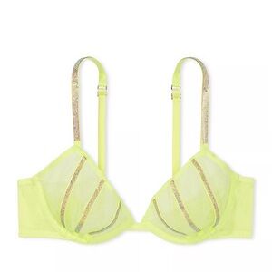 VS Sheer Shine Unlined Low Cut Demi Bra 36b
New without tags